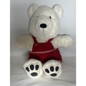 VTG 1986 Thalhimers "Snow Bear" w/ Red Vest & Bow~ 20" Stuffed Teddy Bear